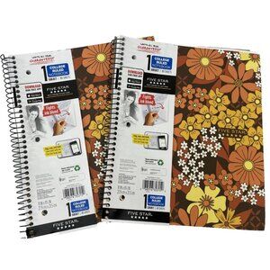 Five Star 1-Subject Notebooks 8.5" x 11" Wide-Ruled 80 Sheets Floral Set of 2